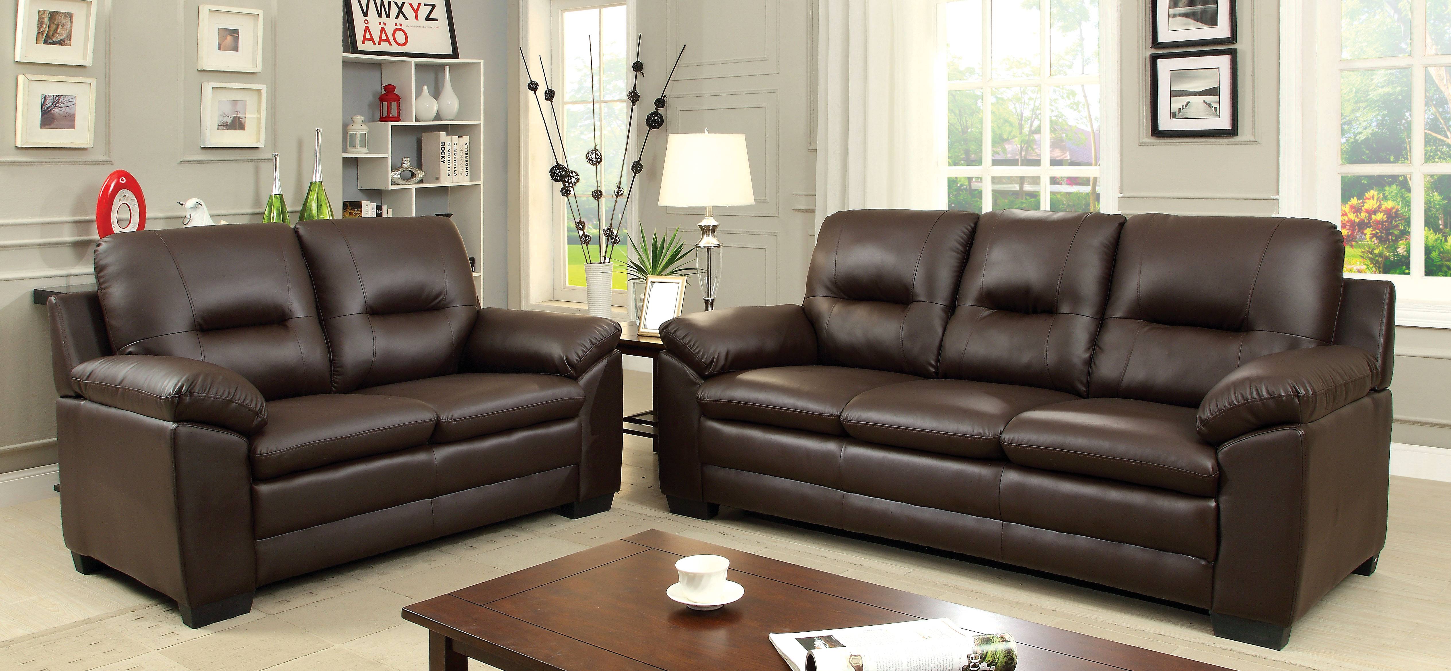 Tory Contemporary Tufted Back Sofa in Brown